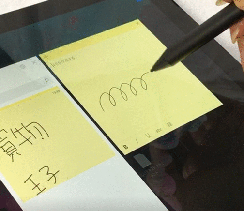 「Surface Pro 6」で「Surface ペン」使うとなめらかな筆跡を体験できる。
